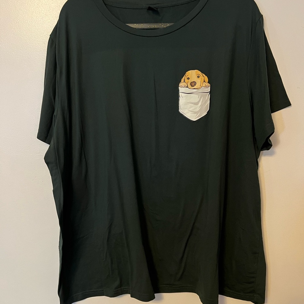 SHEIN Green Dog in Pocket Tee